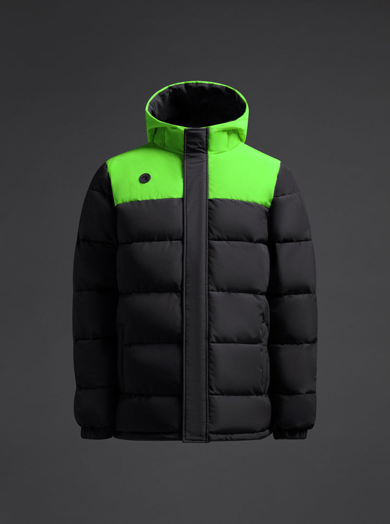 Geacă matlasată Kanzu Copii - Negru/Fluor verde